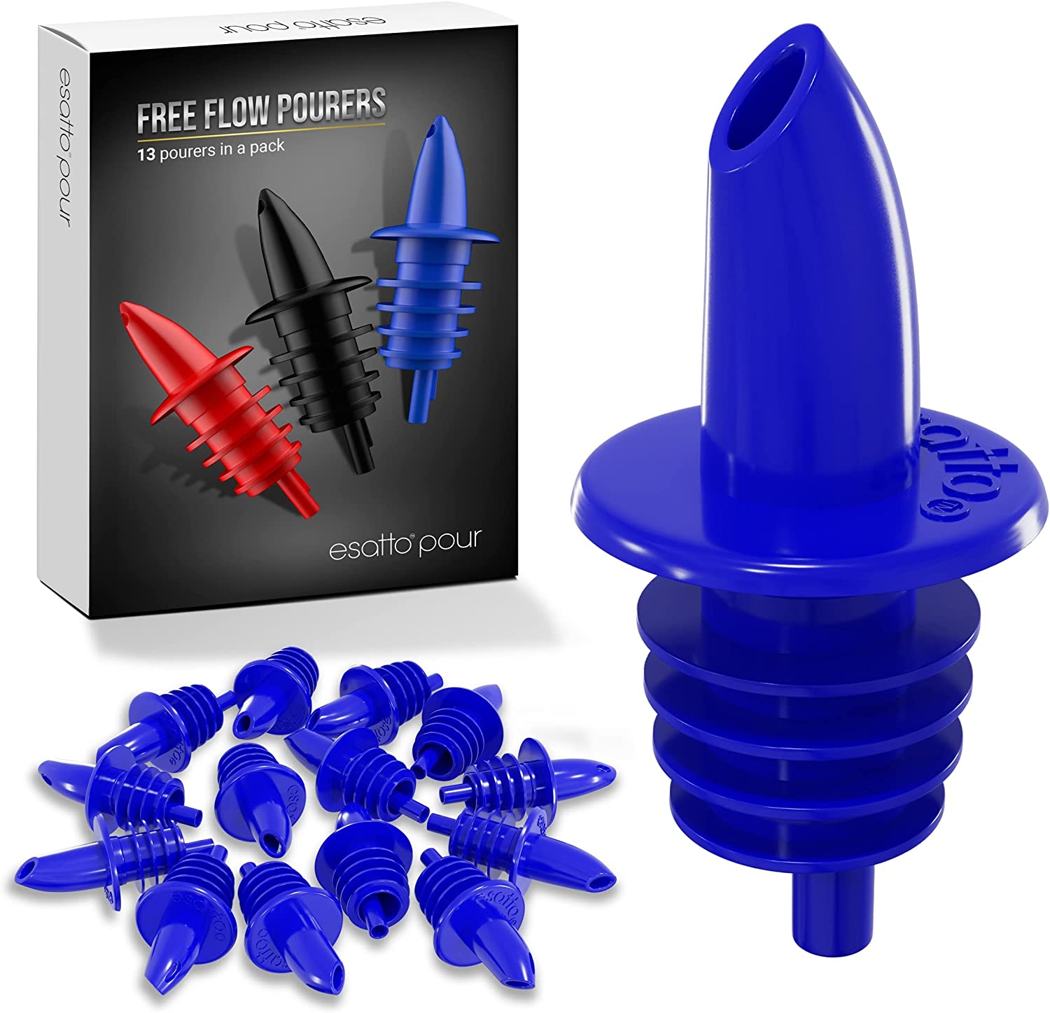 Featured image for “Esatto 13 Pieces Plastic Bottle Pourer or Liquor Spout Pourer – Versatile as a Drink Pourer, Alcohol Pourer Spouts and Syrup Easy Pourer Dispense – Easy Install, Durable, Professional Bar Tool (Blue)”