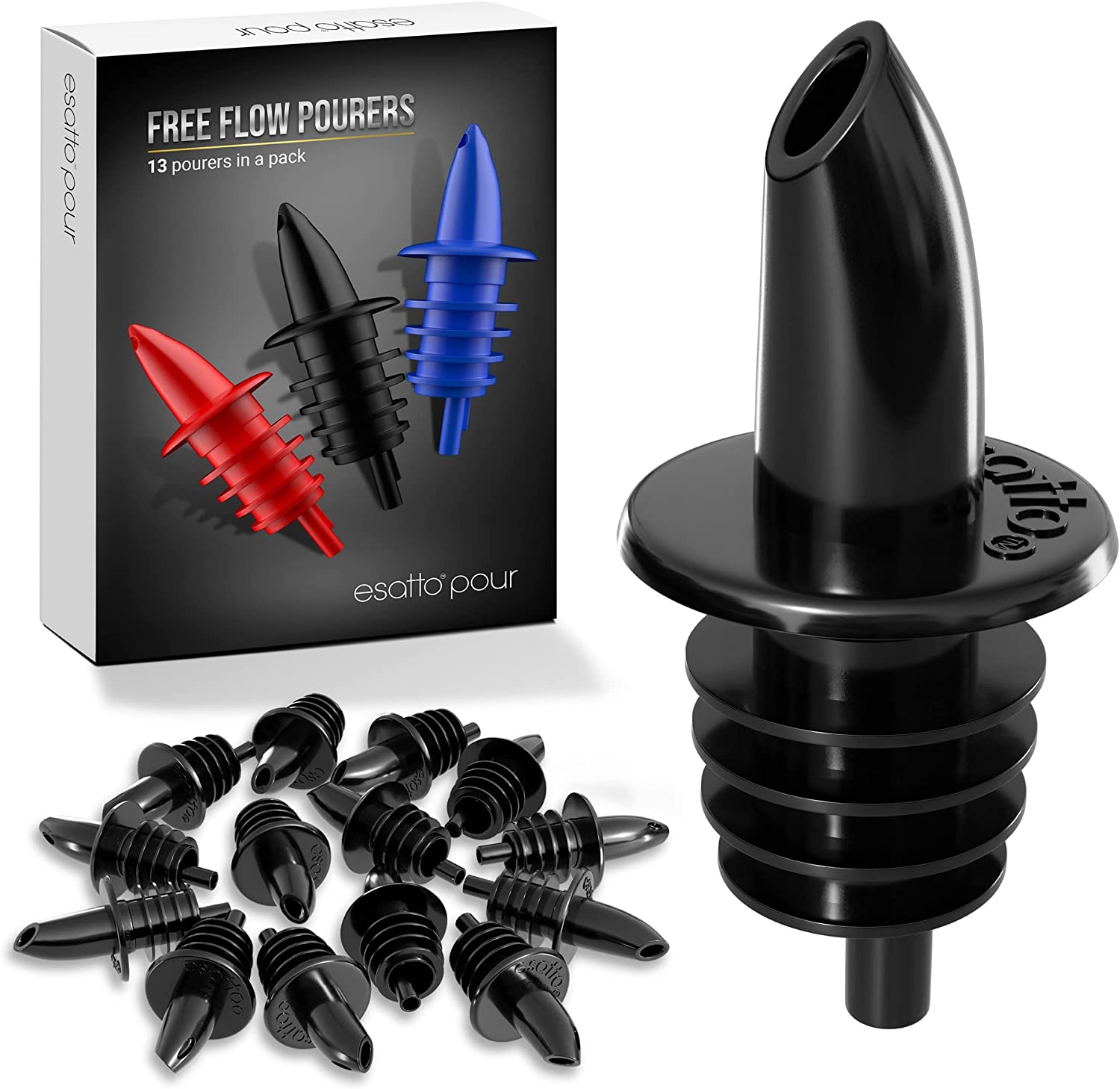 Featured image for “Esatto 50 Pieces Plastic Bottle Pourer or Liquor Spout Pourer – Versatile as a Drink Pourer, Alcohol Pourer Spouts and Syrup Easy Pourer Dispense – Easy Install, Durable, Professional Bar Tool (Black)”